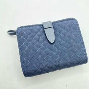 Vera Bradley navy blue quilted bifold small wallet RFID protection